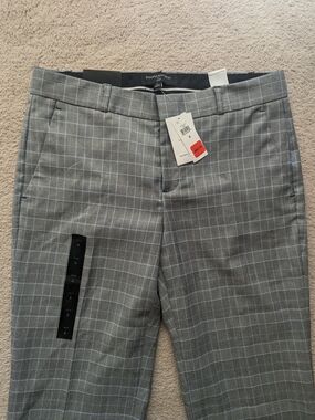 Banana Republic Gray Logan Plaid Trousers with Light Blue